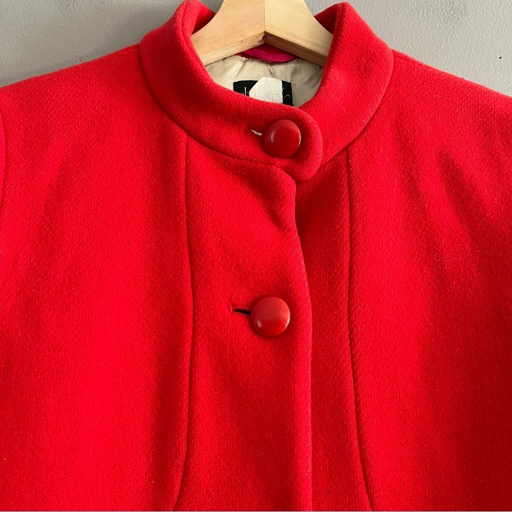 J. Crew Pea Coat Women Wool Blend Elegant Trench Jacket Old Money Red Sz 4 - Picture 3 of 14